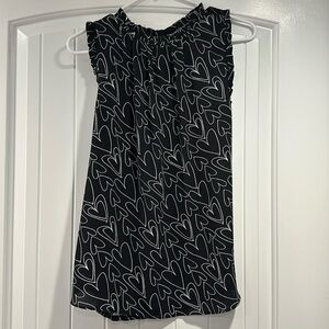 Loft Black and White Heart Blouse